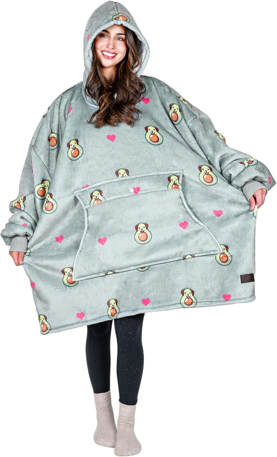Cozy Up with Tirrinia Extra Long Oversized Sherpa Hoodie Blanket - Perfect Christmas Gift for Men, Women, and Teens in Grey!