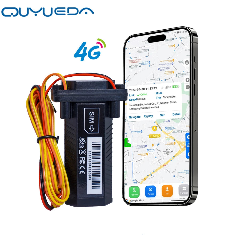Waterproof Mini 4G Car GPS Tracker with One Year Sim Card Anti-Theft Motorcycle Tracking Device Geo-Fence Vehicle Locator Fleet