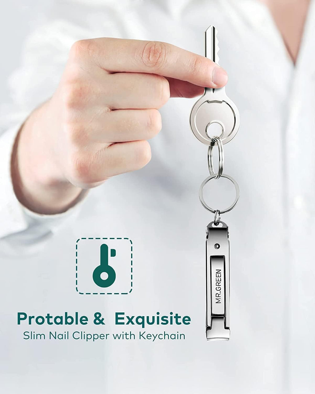 MR.GREEN Ultra Slim Portable Nail Clippers - Medical Grade Stainless Steel Foldable Design for Travel