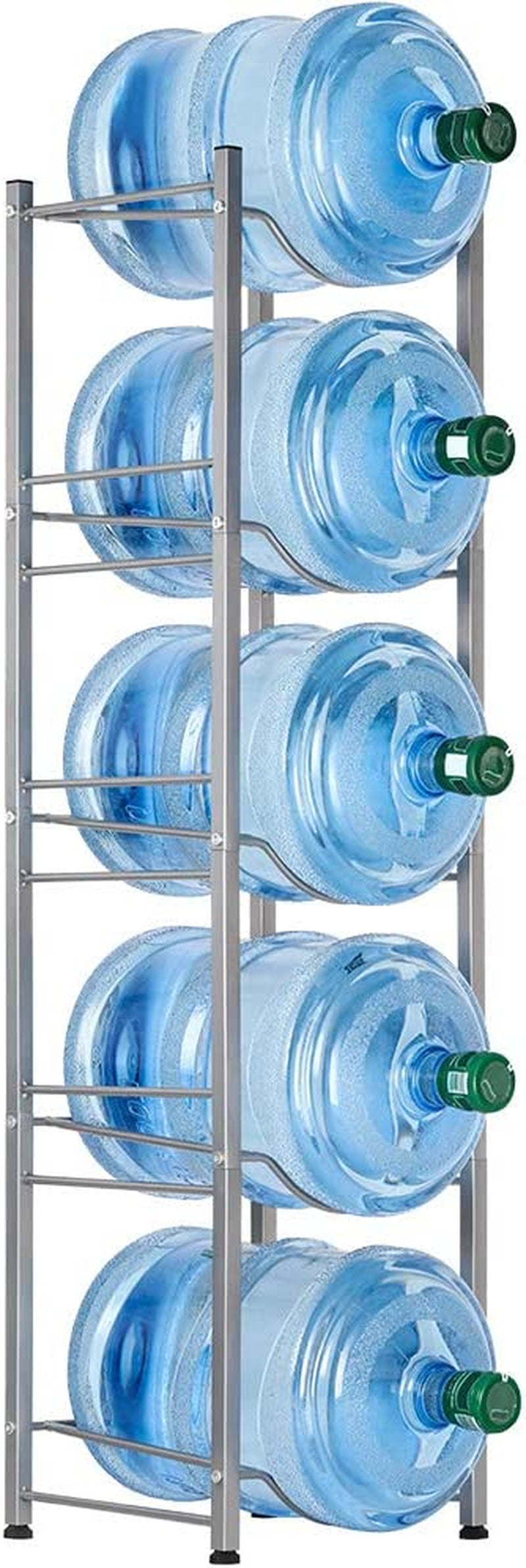 MOOACE 5-Tier Detachable Water Jug Rack - Stylish 5 Gallon Bottle Holder for Kitchen, Office, and Home in Silver
