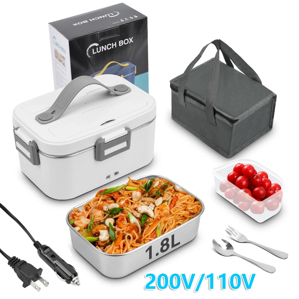 Portable Electric Lunch Box 80W - 1.8L Food Heater for Car, Truck, Home & Office - EU/US Plug
