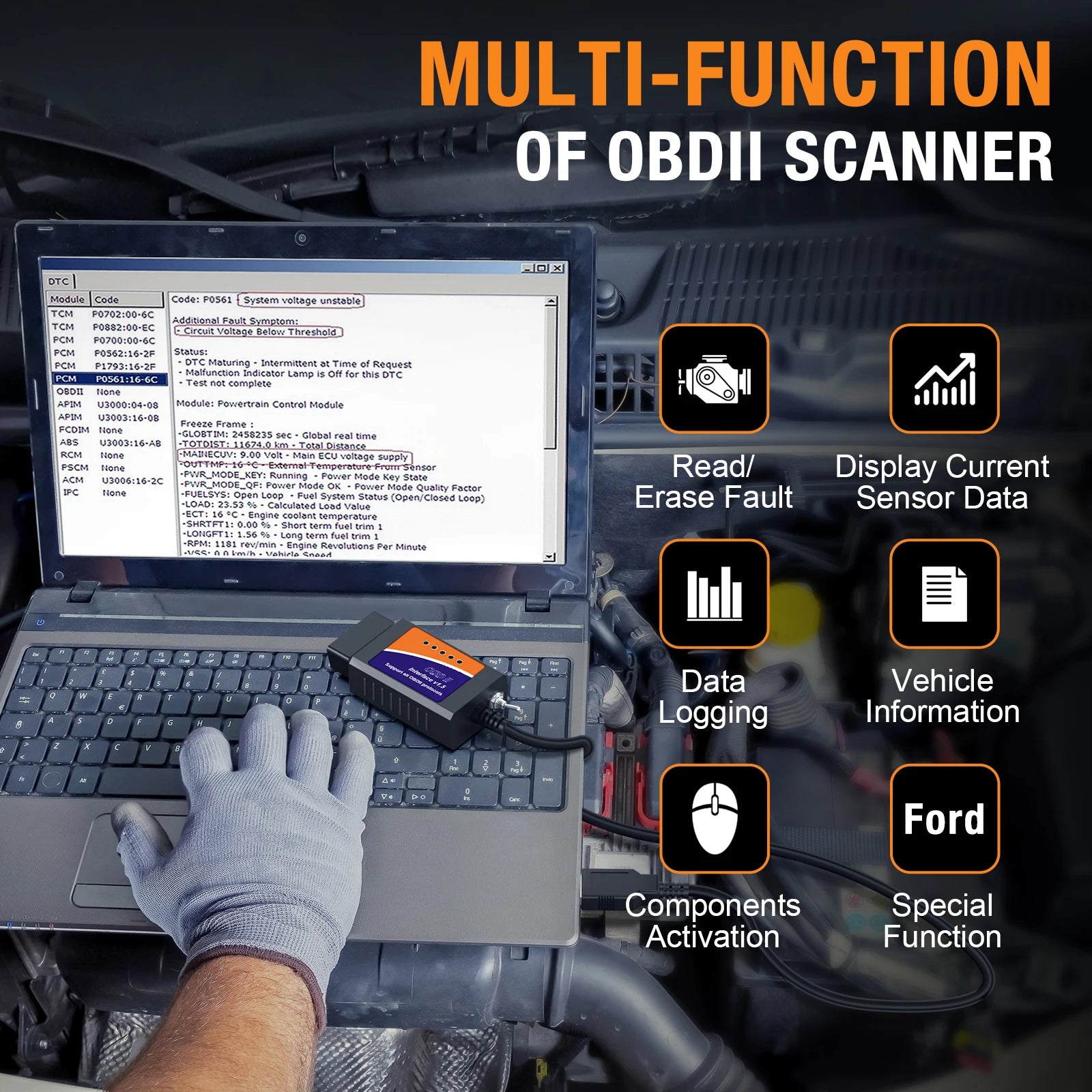 Forscan ELM 327 OBD2 Diagnostic Scanner USB V1.5 HS/MS CAN Switch for Ford Vehicles Coding Code Reader Free Shipping