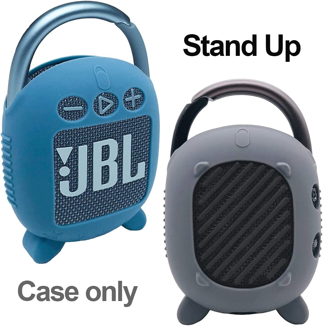 JCHPINE Silicone Cover Case for JBL Clip 4 Portable Bluetooth Speaker, Protective Carrying Case for JBL Clip 4 Portable Bluetooth Speaker Stand up Holder (Grey)