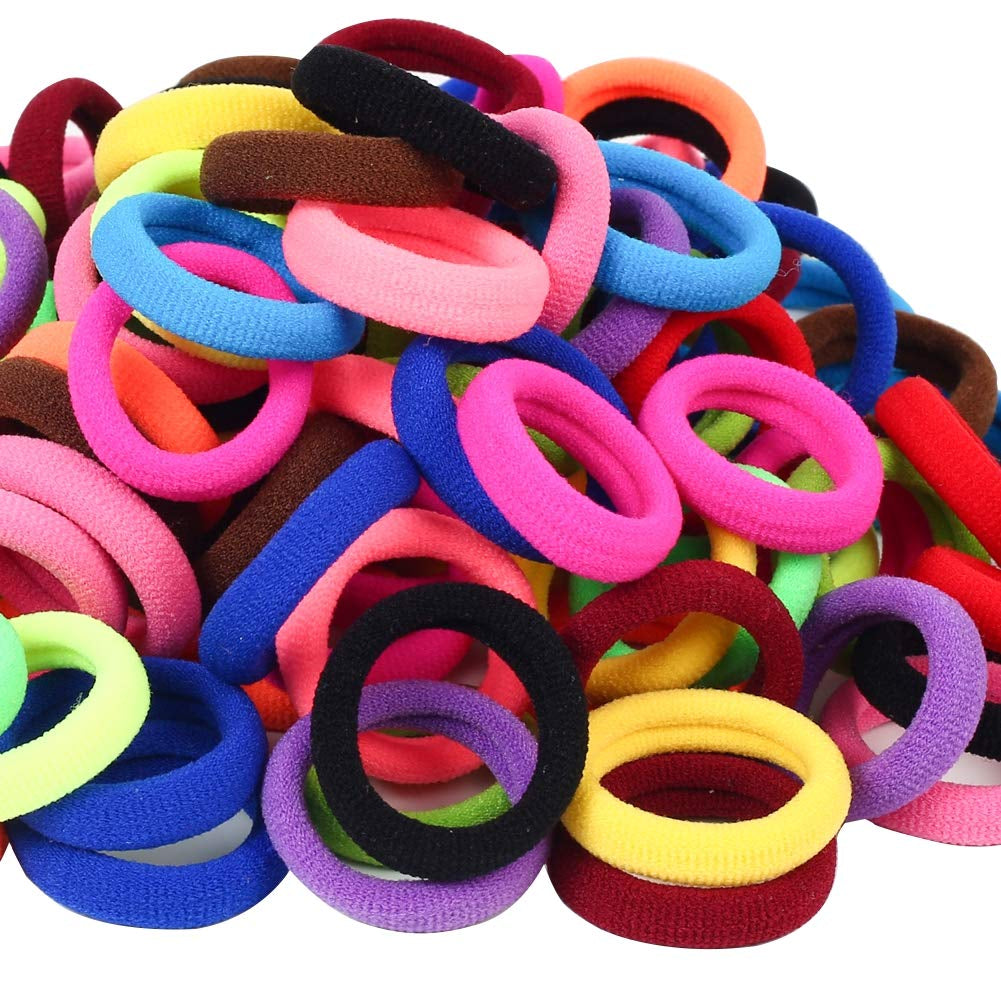 Vibrant QRTVI Baby Hair Ties - Soft Cotton Toddler Ponytail Holders in 15 Colors for Girls and Kids