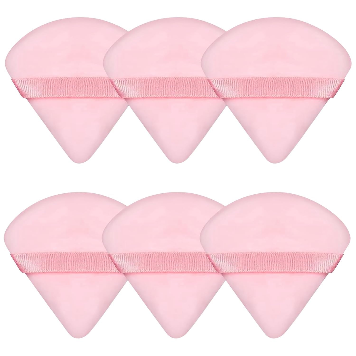 Pimoys 6-Pack Velour Makeup Sponges - Soft Triangle Powder Puffs for Flawless Loose Powder Application (Black)