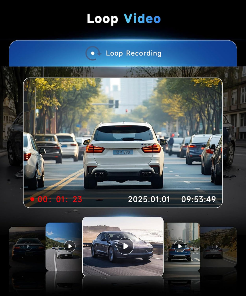 4 Channel 360° Dash Camera Front and Rear inside Left Right, 3.16 Inch Dash Cam for Cars, Built-In Night Vision, Sensitive Motion Detection 24/7 Recording Parking Mode Monitor Reversing Help