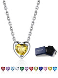 Suplight Silver Necklace for Women 925 Sterling Silver Birthstone Love Heart Necklace