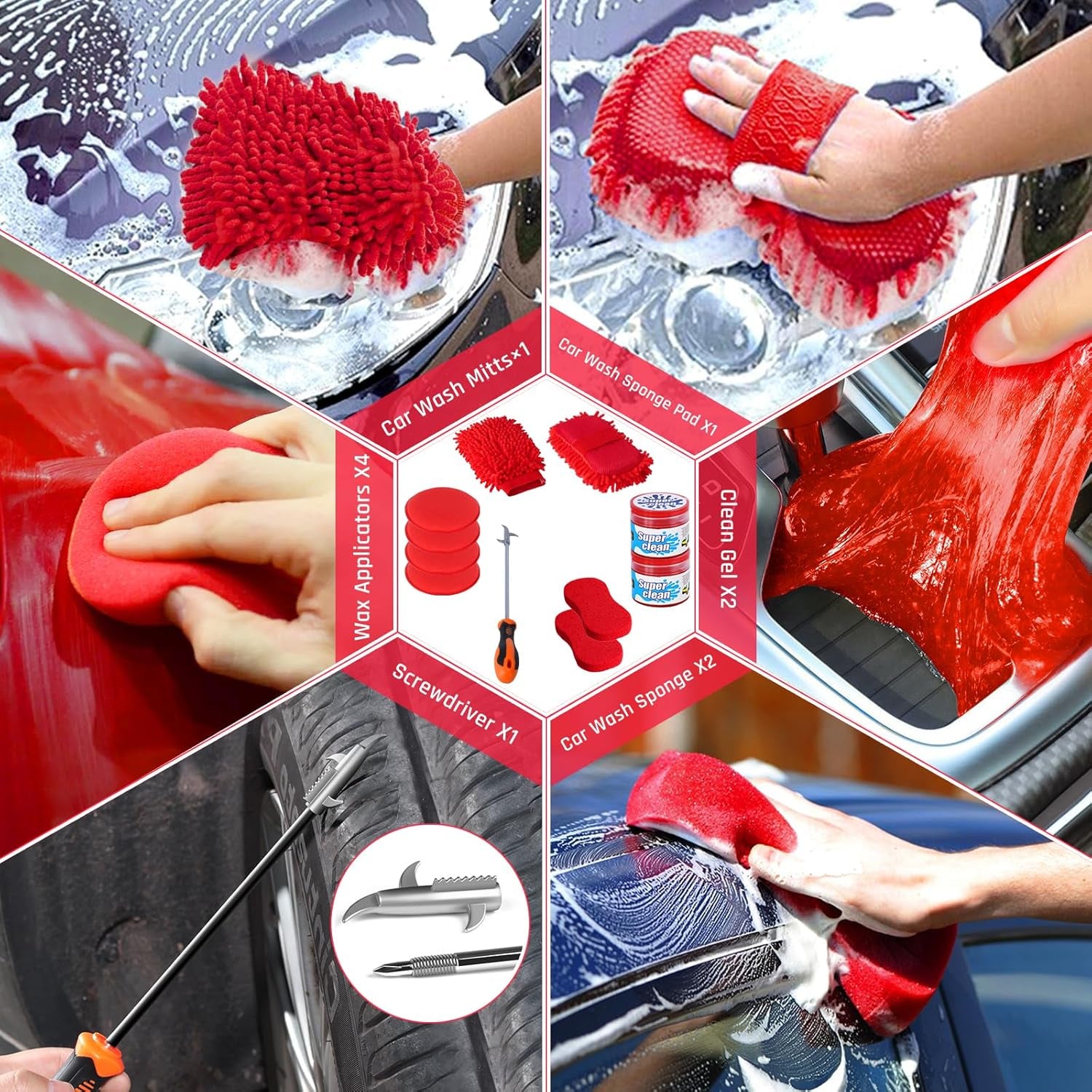 Ultimate 37PCS Car Detailing Kit - Complete Interior Cleaner & Wash Set for Cars, Bikes, and Motorcycles with Bucket & Brushes