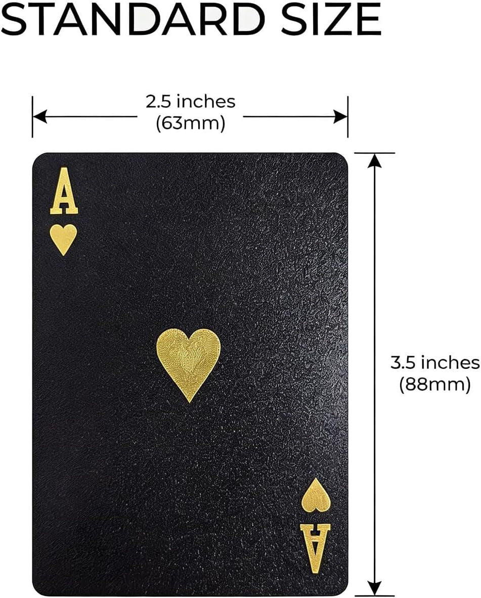 ACELION Waterproof Plastic Playing Cards - Black Diamond Deck for Poker and Gifts