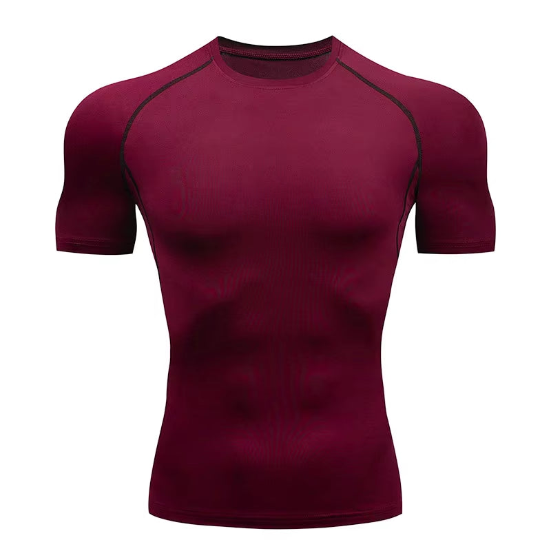 Men'S Compression Shirts Summer Short Sleeves Tees T-Shirt Gym Workout Fitness Running Tops Undershirts Baselayer Sportswear