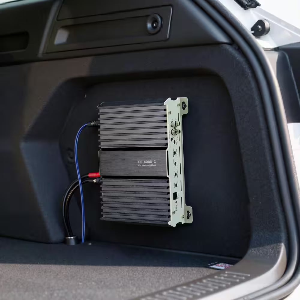 Monoblock Car Amplifier, 400W RMS MAX, 1-Channel Class D Amp 1/2/4 Ohm Stable with Remote Bass Control, LPF & Boost