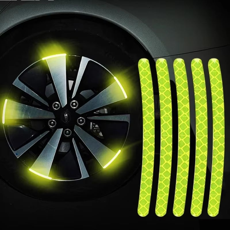 20Pcs Car Wheel Hub Reflective Sticker Tire Rim Reflective Strips Luminous for Night Driving Car Bike Motorcycle Wheel Sticker