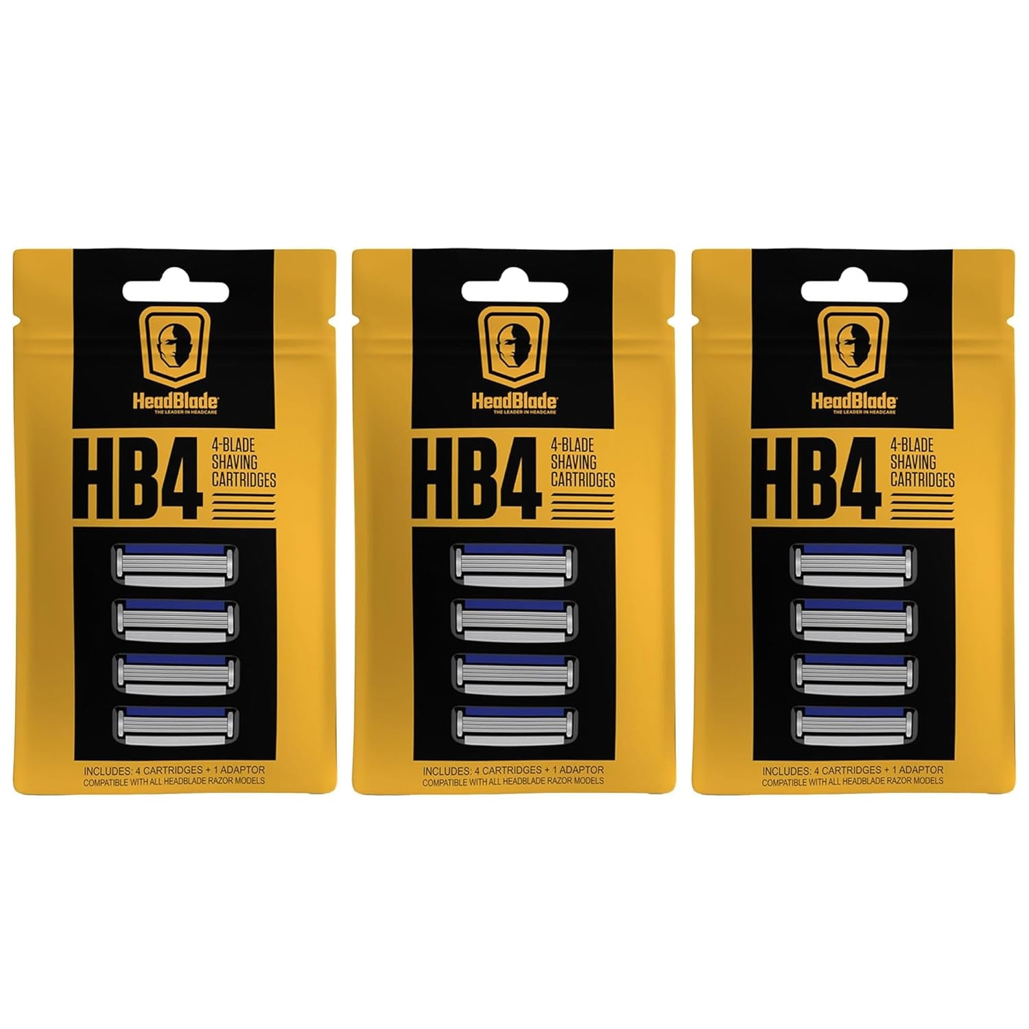 Headblade Men'S HB4 Refill Shaving Razor Blades. Stainless Steel Blades for No Tugging or Pulling, Shave Less, Works for Face, Body, and Scalp (Pack of 1)