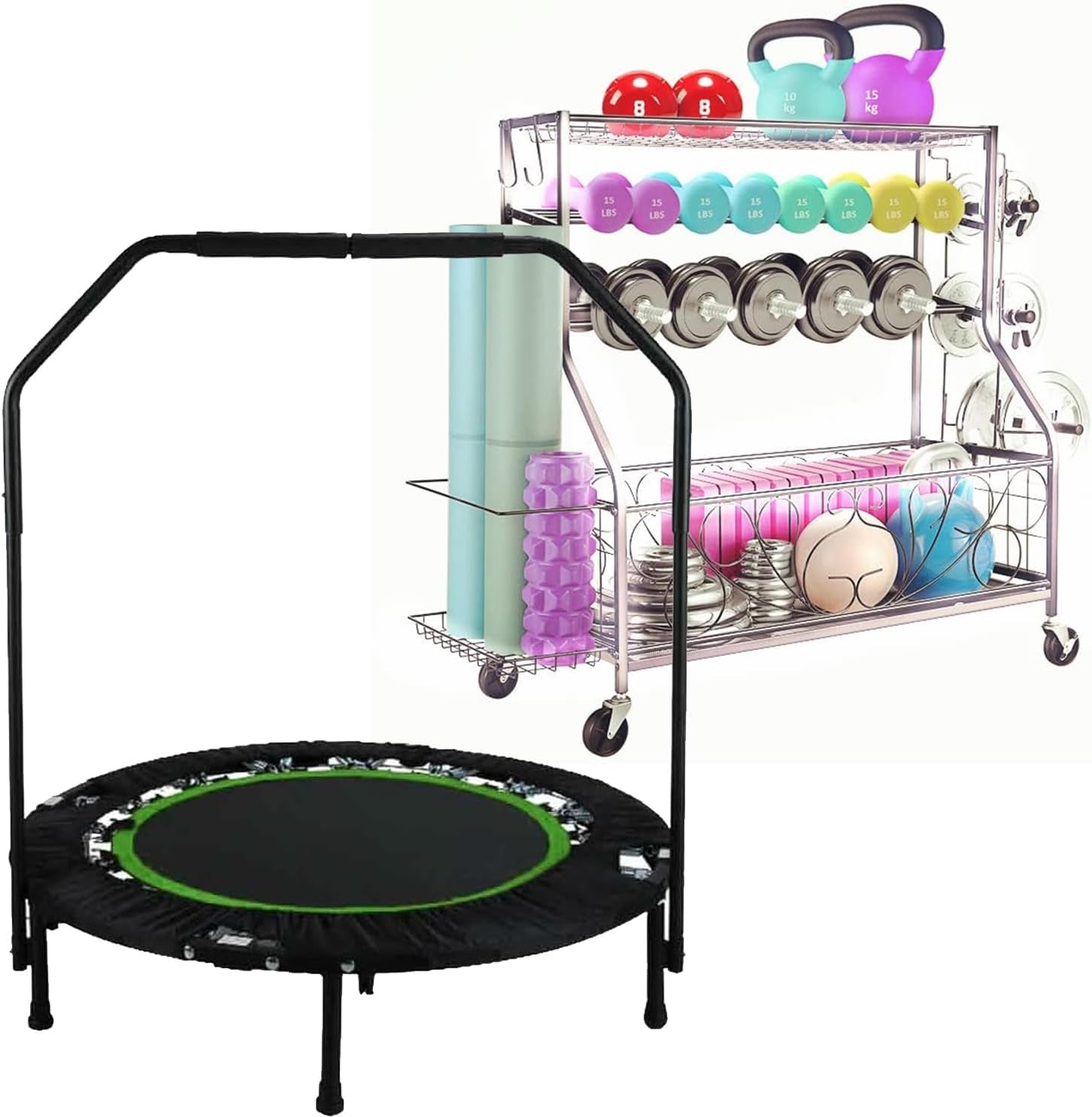 Aceshin Dumbbell Rack, Weight Rack for Dumbbells, Home Gym Storage Organizer for Dumbbells & Kettlebells & Yoga Mat & Resistance Band