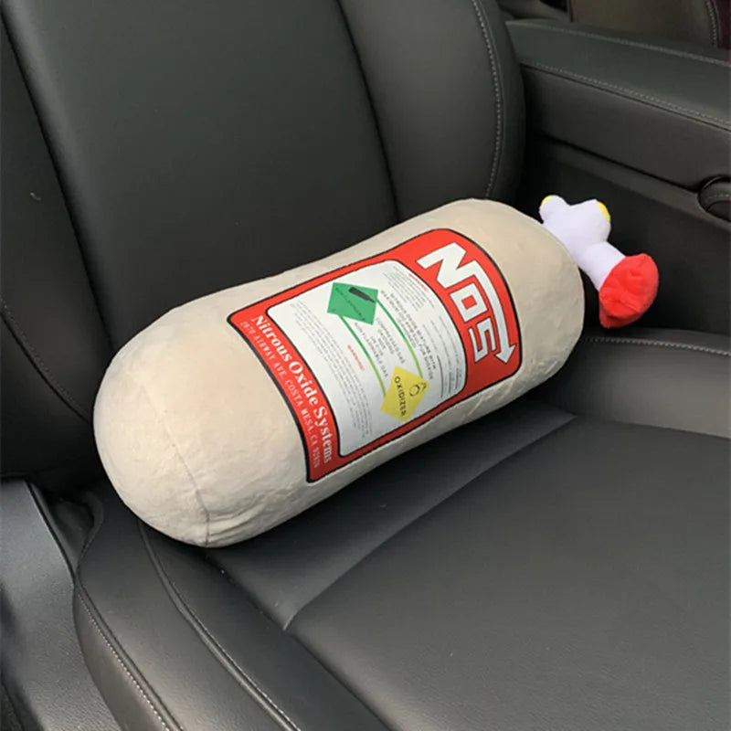 Car Seat Neck Pillow and Waist Cushion - Creative Plush Headrest in Nitrogen Cylinder Shape, Premium Car Accessories