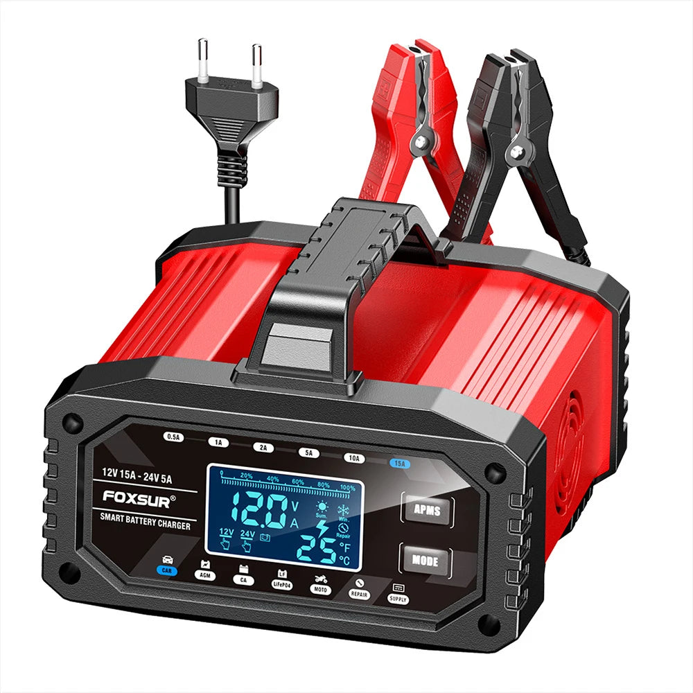 300W Car Battery Charger Full Automatic Protect Quick Charger 12V/24V Multiple Protections LCD Display