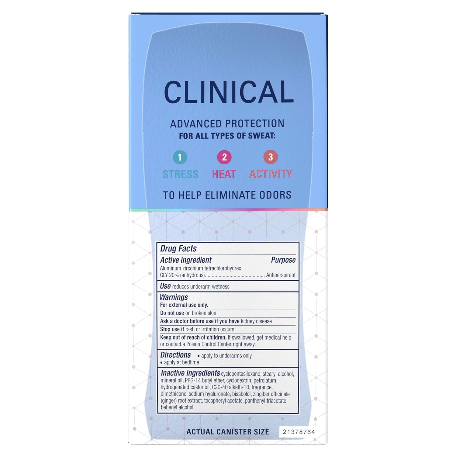 Secret Clinical Strength Antiperspirant Deodorant for Women - 100HR Sweat & Odor Protection, 3X Stress Defense, Clean Lavender Scent with Hyaluronic Acid, 2.6 Oz