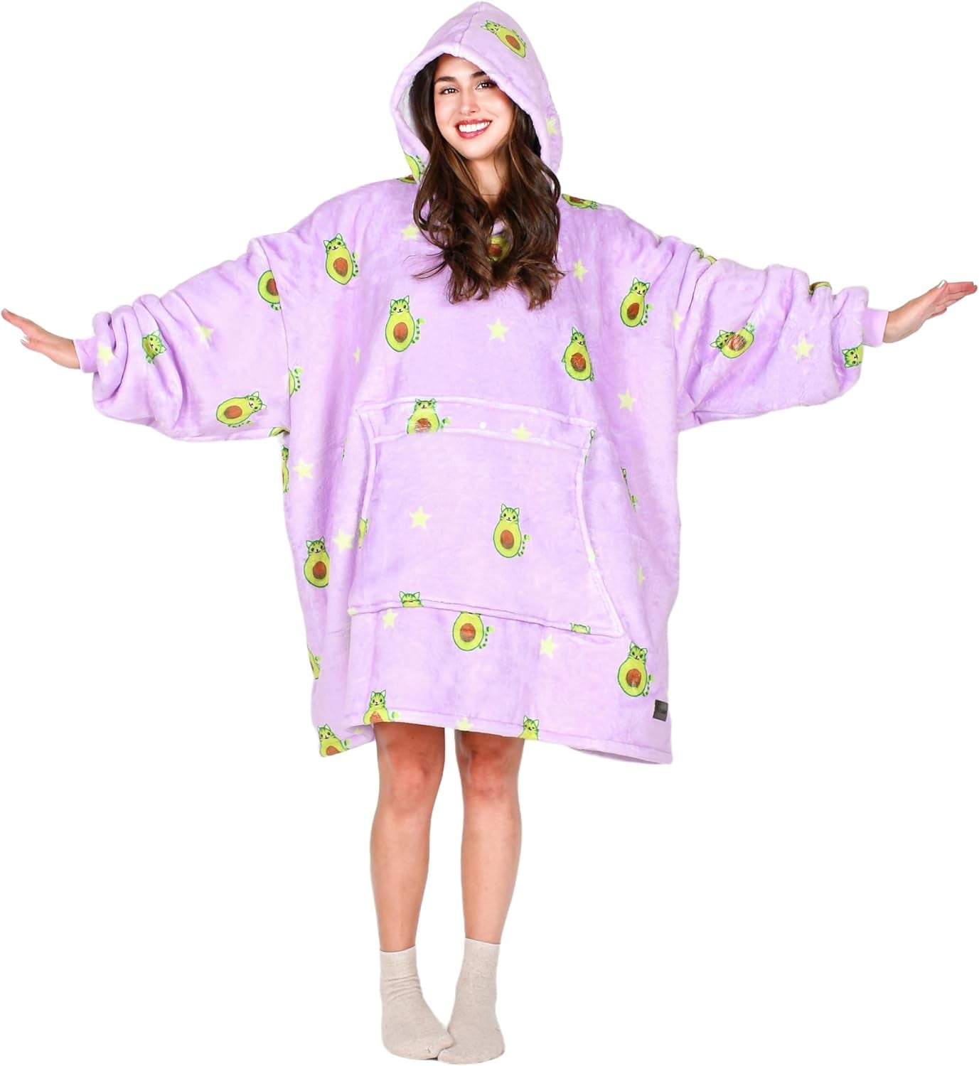 Cozy Up with Tirrinia Extra Long Oversized Sherpa Hoodie Blanket - Perfect Christmas Gift for Men, Women, and Teens in Grey!