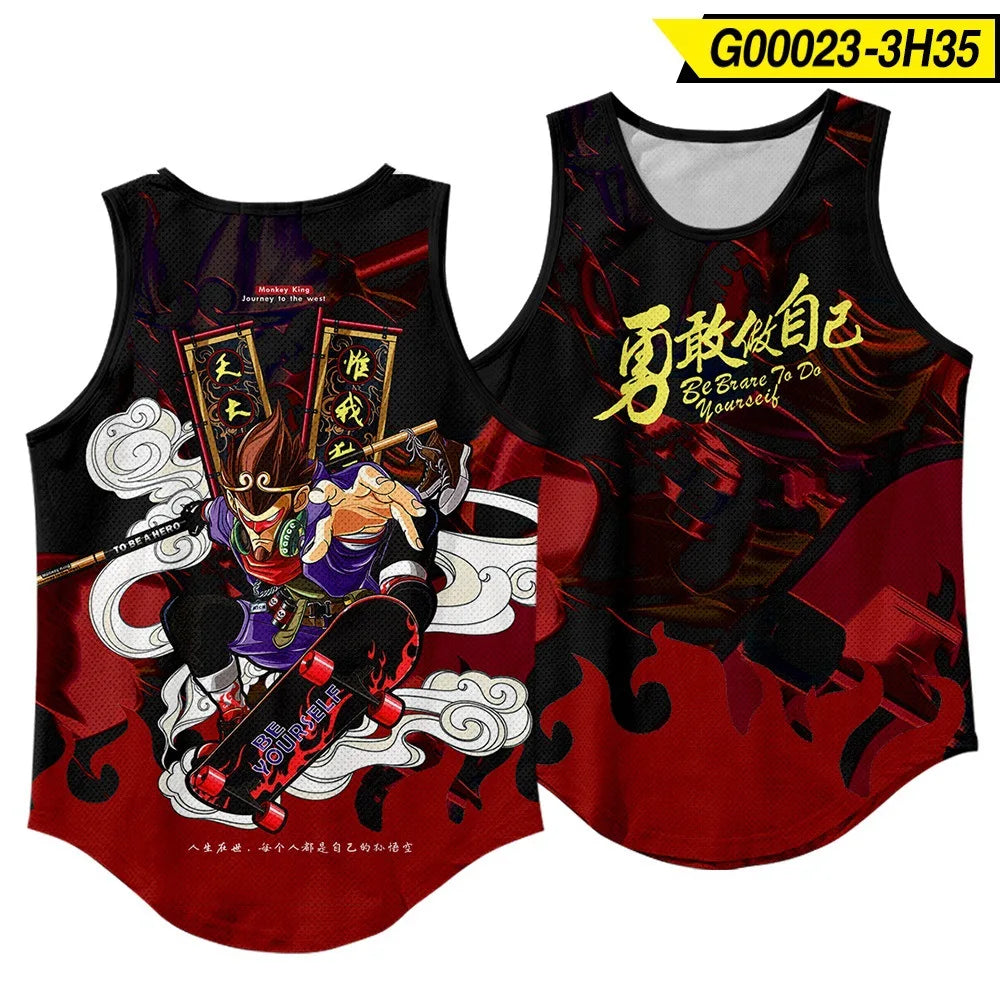 Men'S Fashion Sleeveless Black Tiger Print Tank Top Vest Fitness Bodybuilding Muscle Undershirt Gym Sportwear
