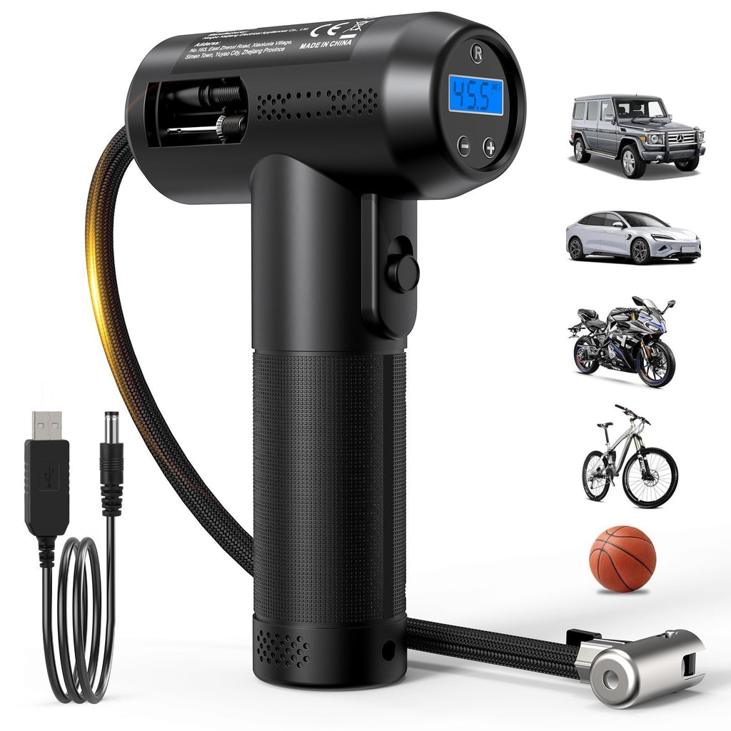 Car Air Compressor USB Rechargeable Cordless Tire Inflator Portable Air Pump