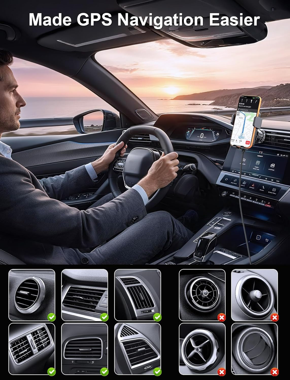 MOKPR Wireless Car Charger, Auto Clamping Car Charger Dash Windshield Air Vent Phone Holder Compatible with Iphone 17 16 15 14/13/13 Pro/12 Pro/12/11/X/8, Samsung S24/S23/S22