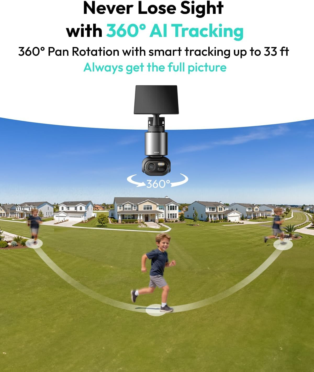 BOTSLAB Security Cameras Wireless Outdoor, 2 Cam-Kit, 4K Color Night Vision, Solar Cameras for Home Security with 360° Pt,No Monthly Fee,32Gb Local Storage Base Station,Auto Tracking,Easy Installation