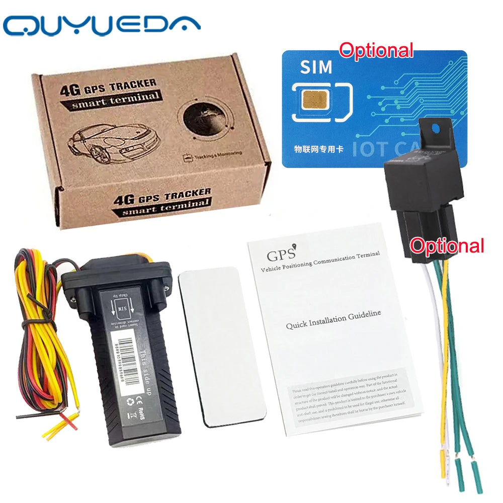 Waterproof Mini 4G Car GPS Tracker with One Year Sim Card Anti-Theft Motorcycle Tracking Device Geo-Fence Vehicle Locator Fleet