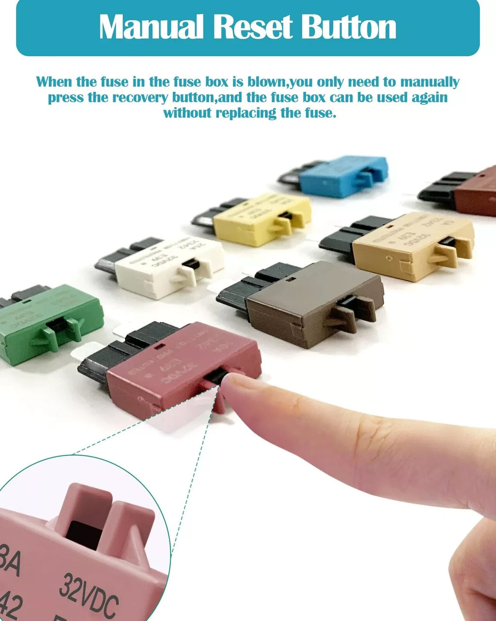 Low Profile ATC ATO Resettable Blade Circuit Breaker Kit (3A to 30A) for Automotive Applications