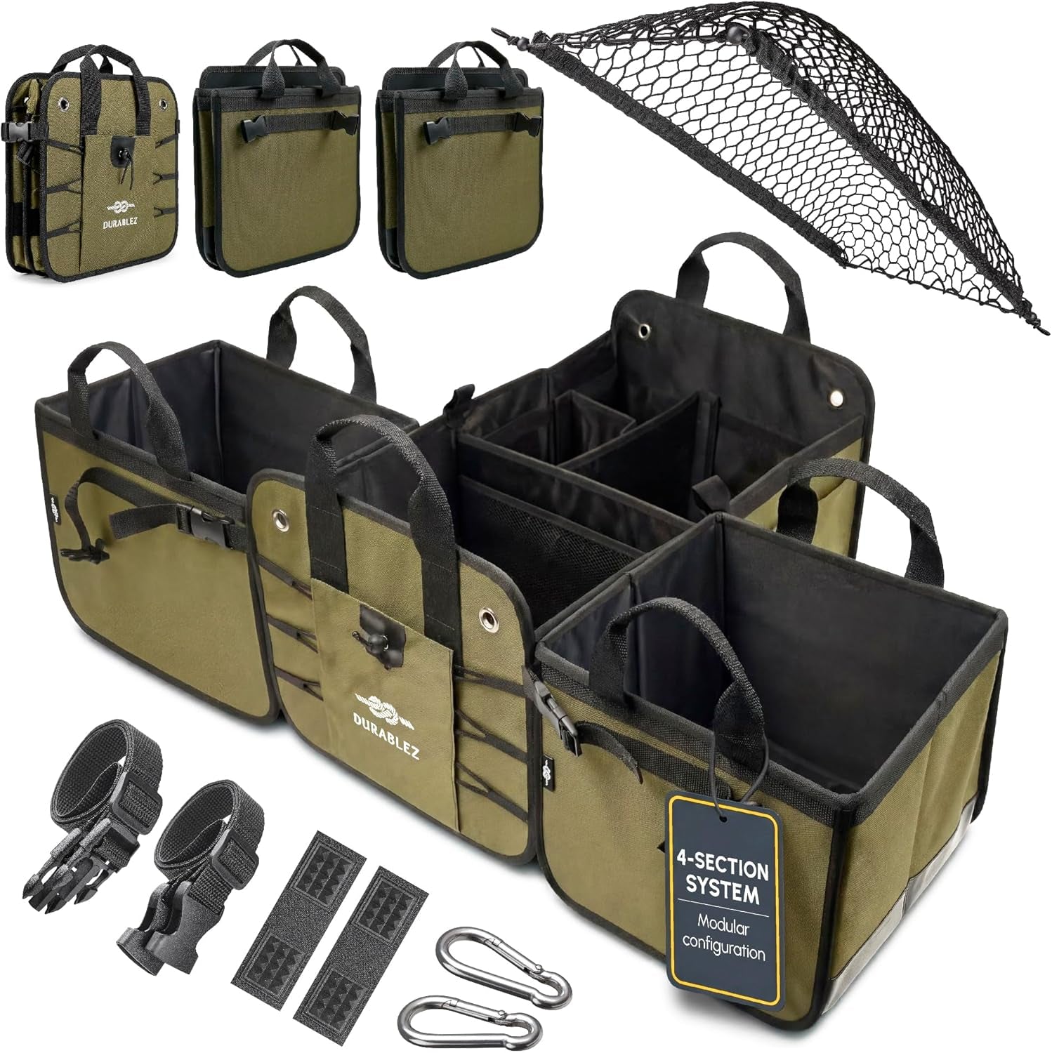 Ultimate XL 3-Section Car Trunk Organizer – Heavy Duty Foldable Cargo Storage Bin with Multi-Compartment Design – Perfect for a Clutter-Free Ride!