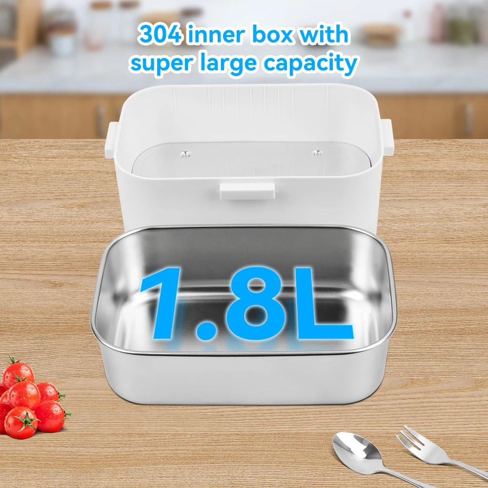 Portable Electric Lunch Box 80W - 1.8L Food Heater for Home, Office, and Travel - EU/US Plug
