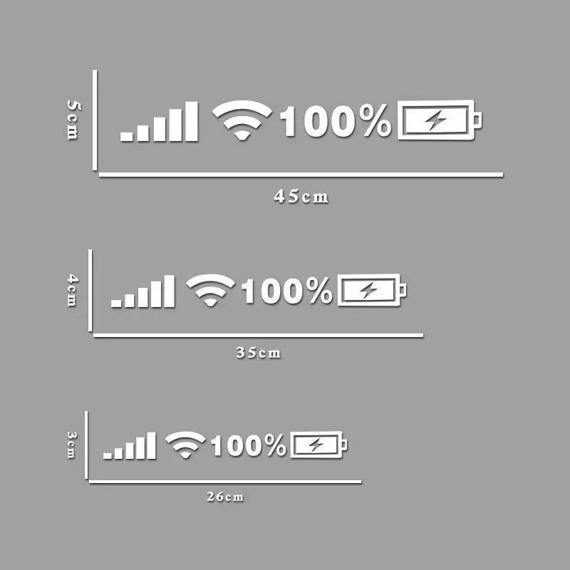 Reflective Vinyl Decals for Car and Motorcycle Windshields - 100% Battery Pattern WiFi Signal Stickers and Accessories