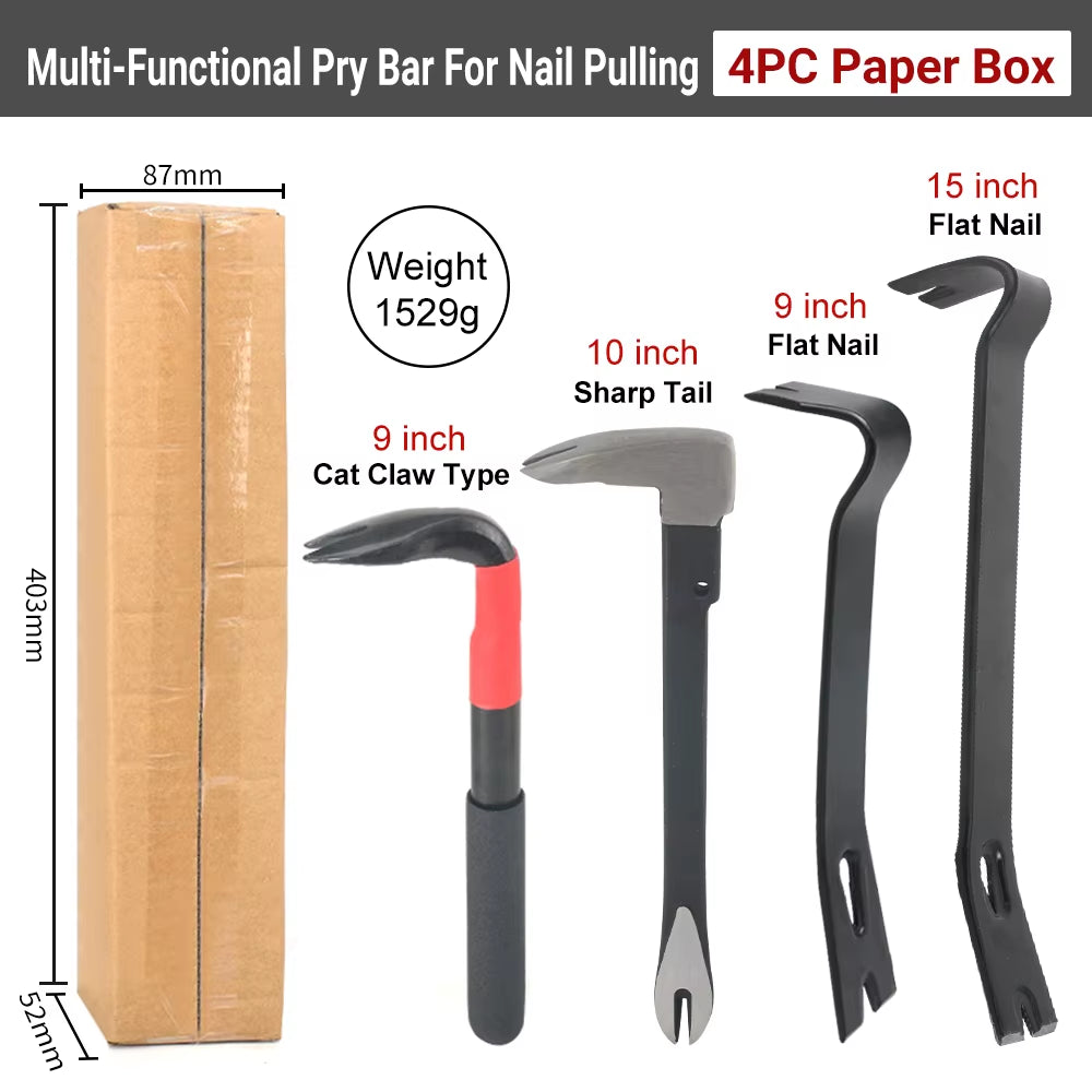 3-In-1 Nail Puller Set: Versatile Pry Bars for Nail Removal, Furniture, Automotive, and Mechanical Disassembly Tasks