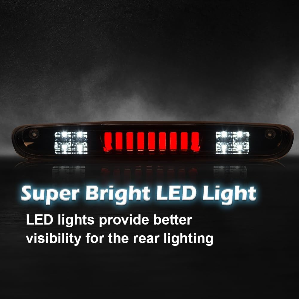 3D LED Third Brake Light for 2007-2013 Dodge Ram, Chevy Silverado, GMC Sierra - Smoky White