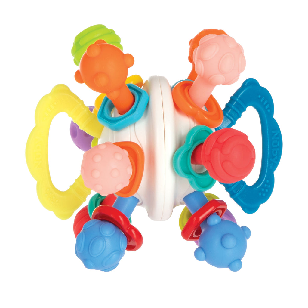 Nuby Textured Twist Ball Baby Teether Infant Toy with Colorful Rattle
