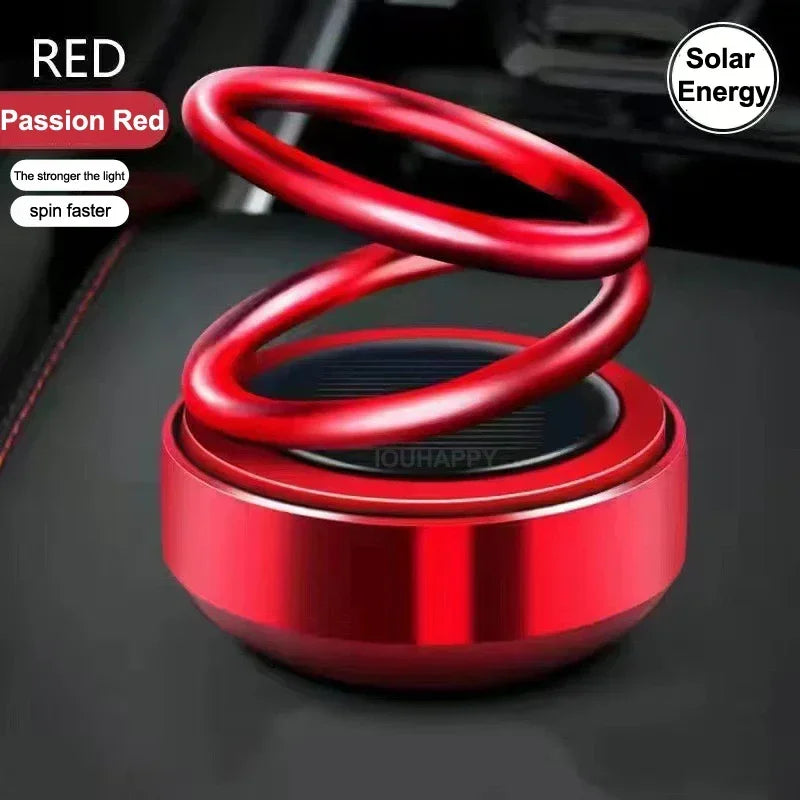 Suspended Rotating Double Ring Aromatherapy Car Accessory with Solar-Powered Perfume Decoration