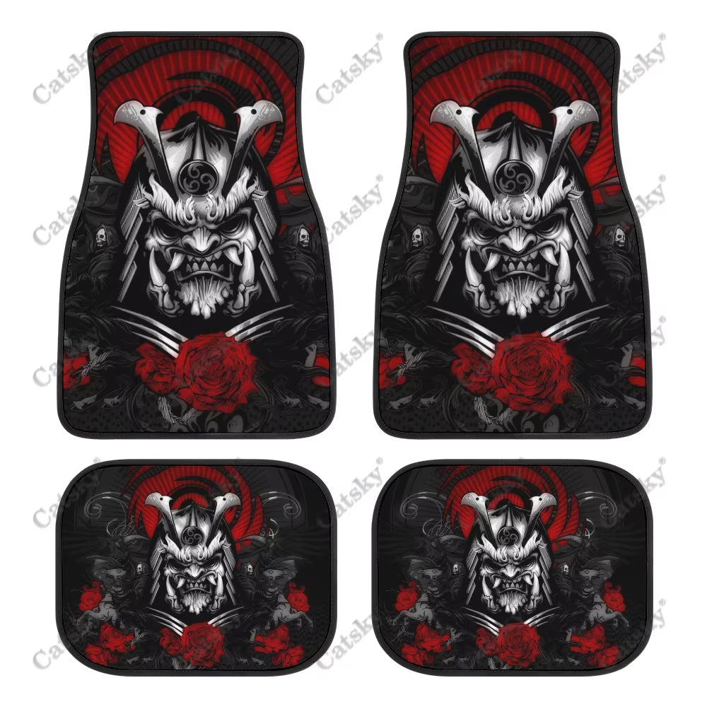 Oni Demon Art Print Car Floor Mat - Japanese Kanji Design for Stylish Teen Car Accessories in Purple