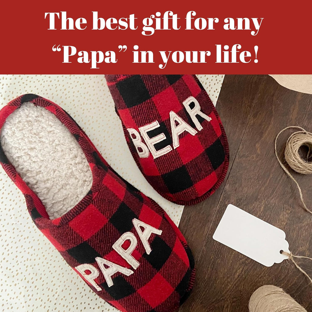 Dearfoams Men'S Gifts for Men Matching Christmas Papa Bear Slipper
