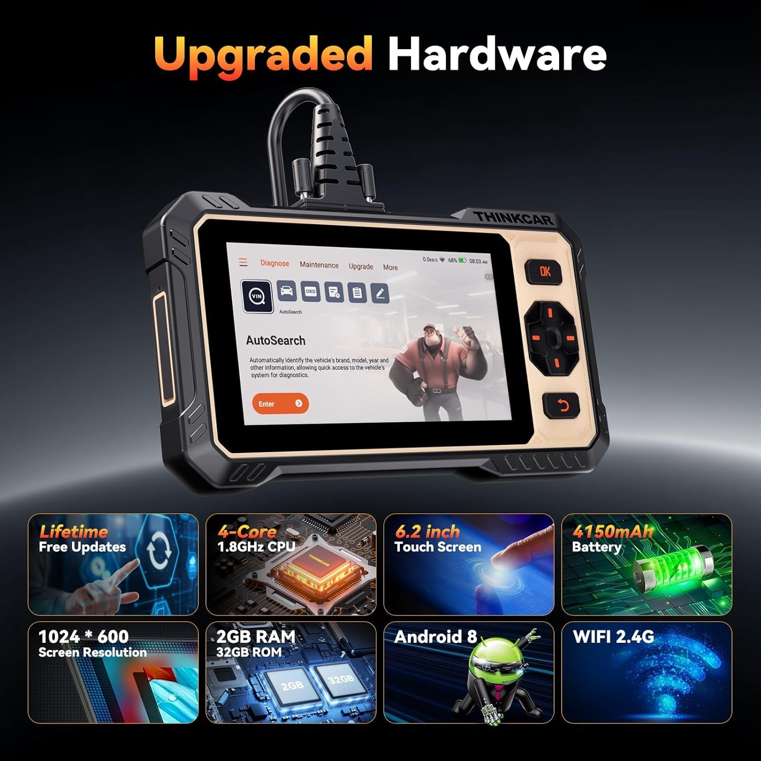 THINKCAR THINKSCAN 662 OBD2 Scanner,Car Diagnostic Tool with Bidirectional Active Test,Car Scanner Engine ABS SRS Transmission,Scanner for Car with 12 Reset,Can FD & FCA Sgw,Lifetime Free Update