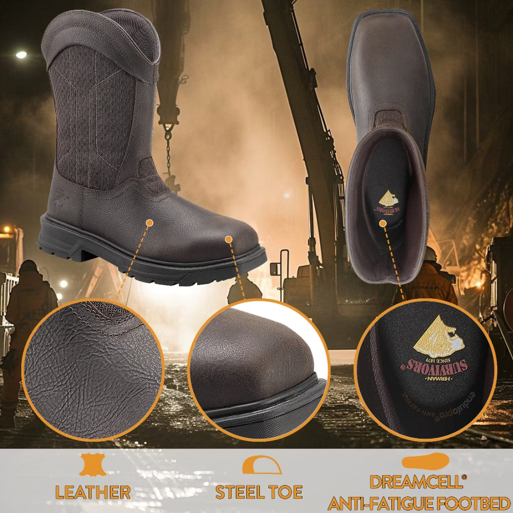 Men'S Granite Pull on Steel Toe Work Boots