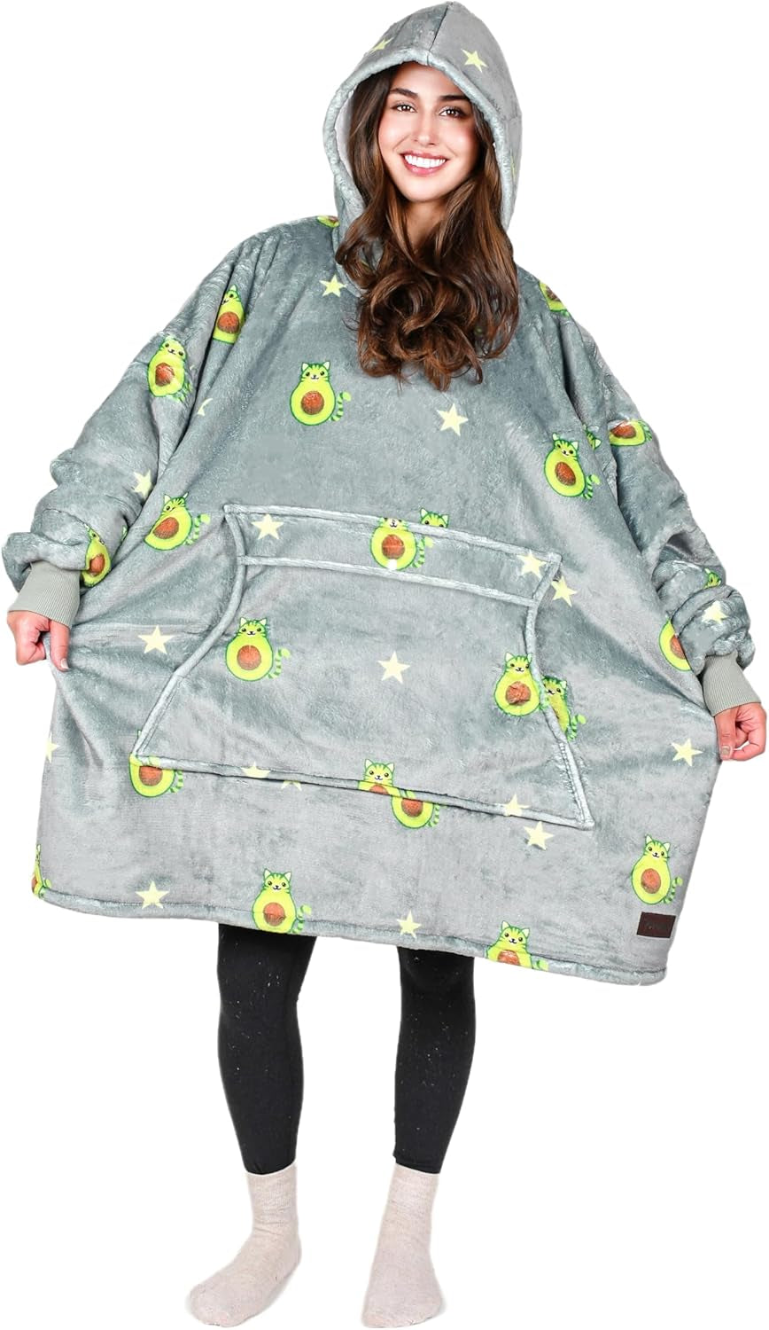 Cozy Up with Tirrinia Extra Long Oversized Sherpa Hoodie Blanket - Perfect Christmas Gift for Men, Women, and Teens in Grey!