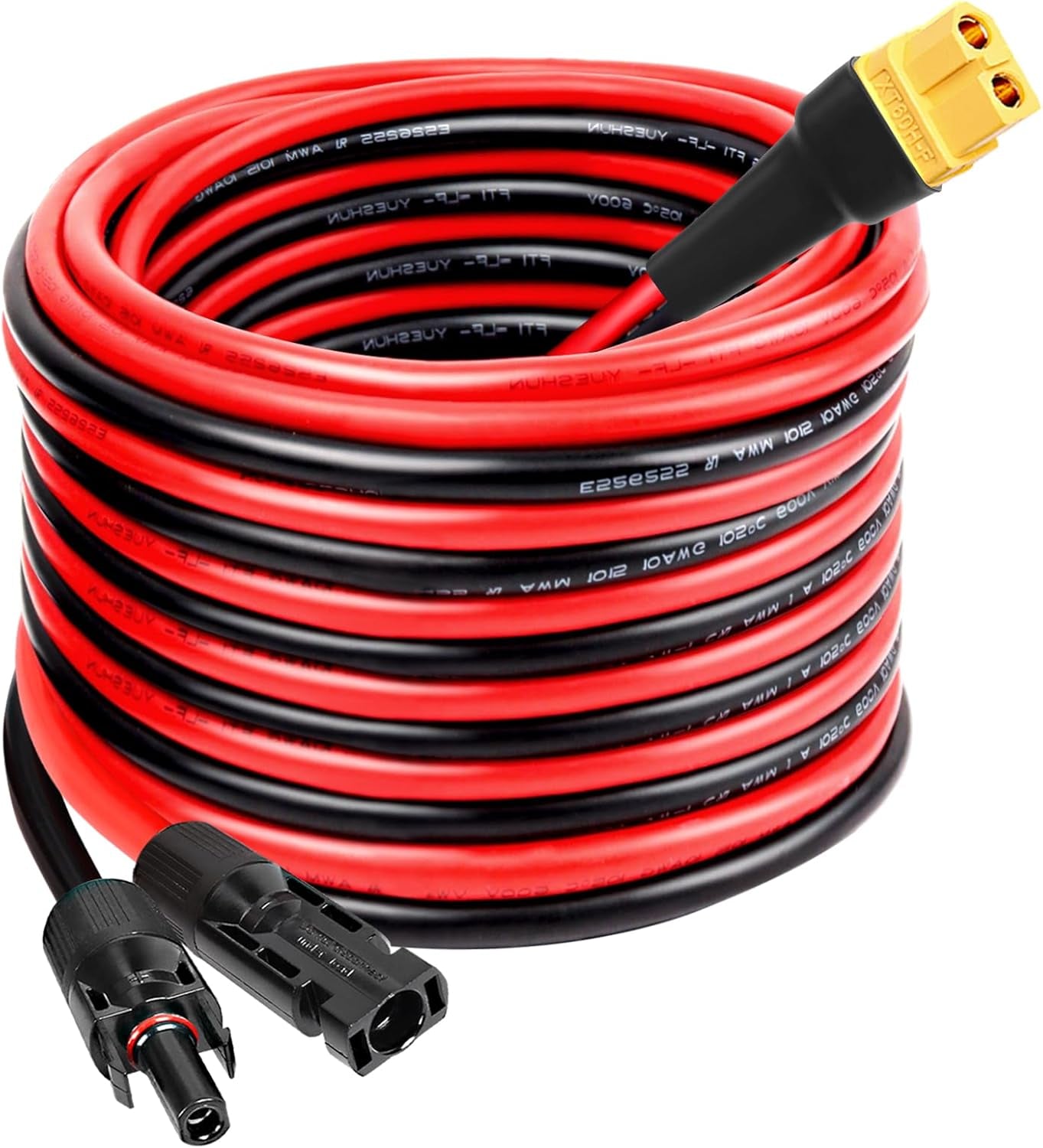 MOOKEERF Solar to XT60 Extension Cable 10AWG 25FT Solar Connector to XT60 Adapter Cable for Solar Panel to Portable Power Station Solar Generator Battery Pack
