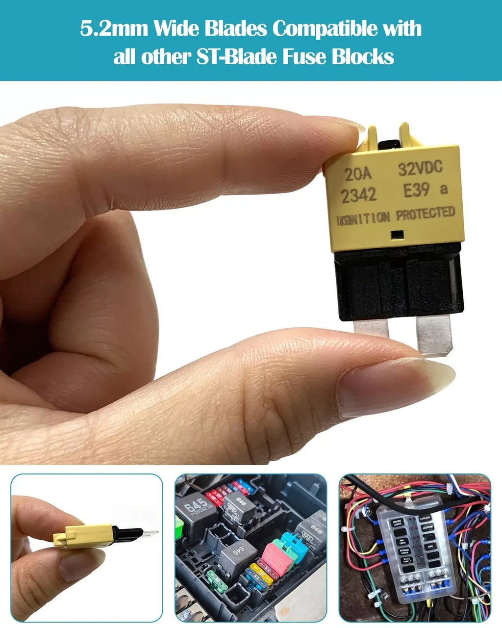 Low Profile ATC ATO Resettable Blade Circuit Breaker Kit (3A to 30A) for Automotive Applications