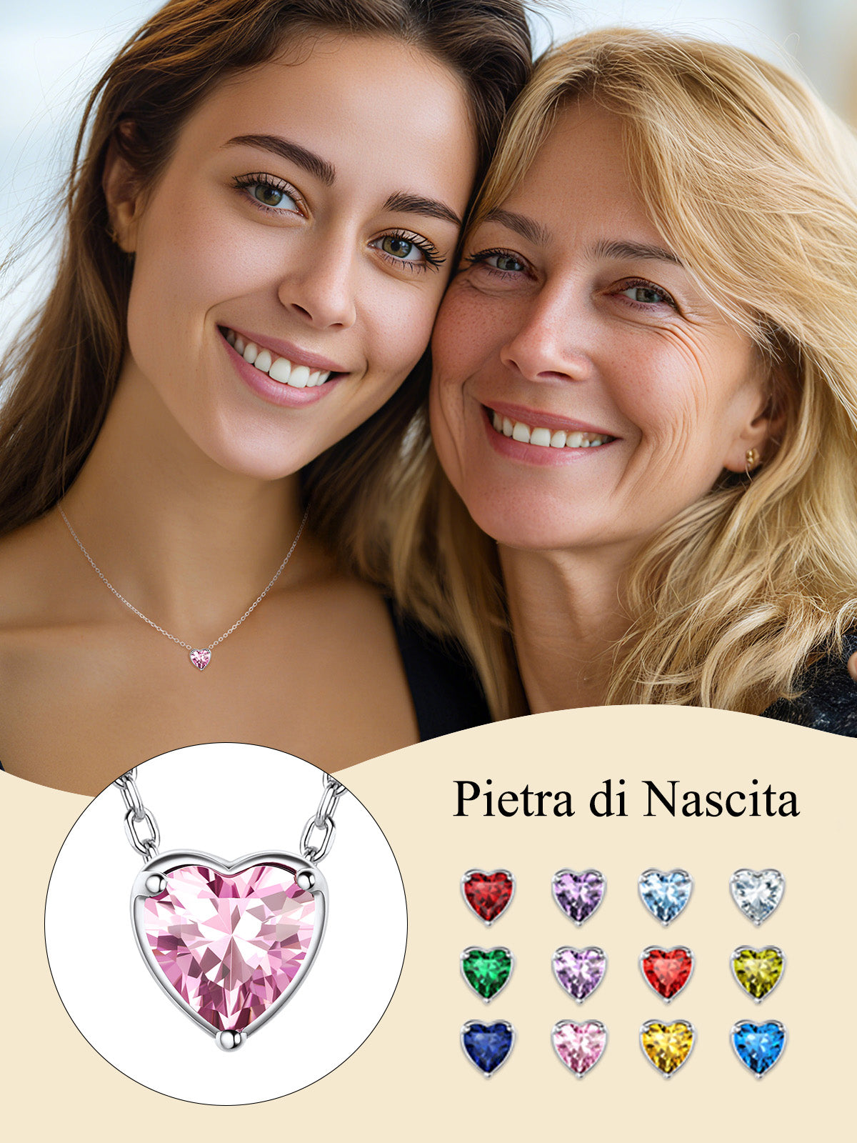 Suplight Silver Necklace for Women 925 Sterling Silver Birthstone Love Heart Necklace