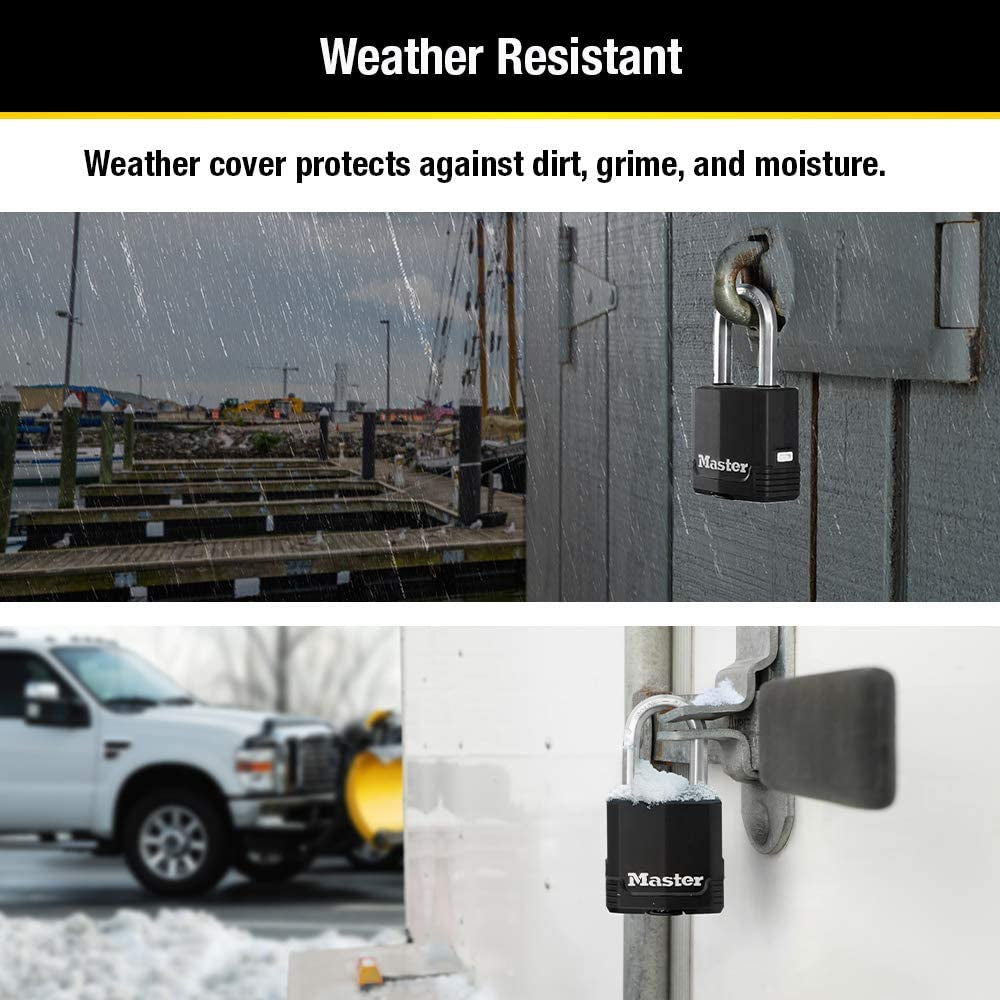 Master Lock Magnum Heavy Duty Outdoor Padlock - Weather Resistant & Cut Safe Shackle - Perfect for Fences, Gates, and Sheds - 2 Pack (M115XTLF) - Black