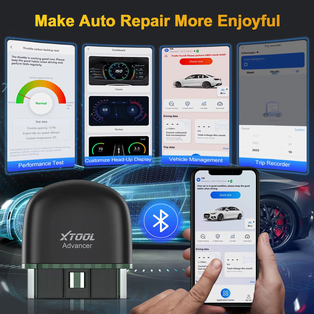 XTOOL AD20 Bluetooth OBD2 Scanner for Engine System Diagnostic Code Reader HUD Display Perfromance Test Lifetime Free Update