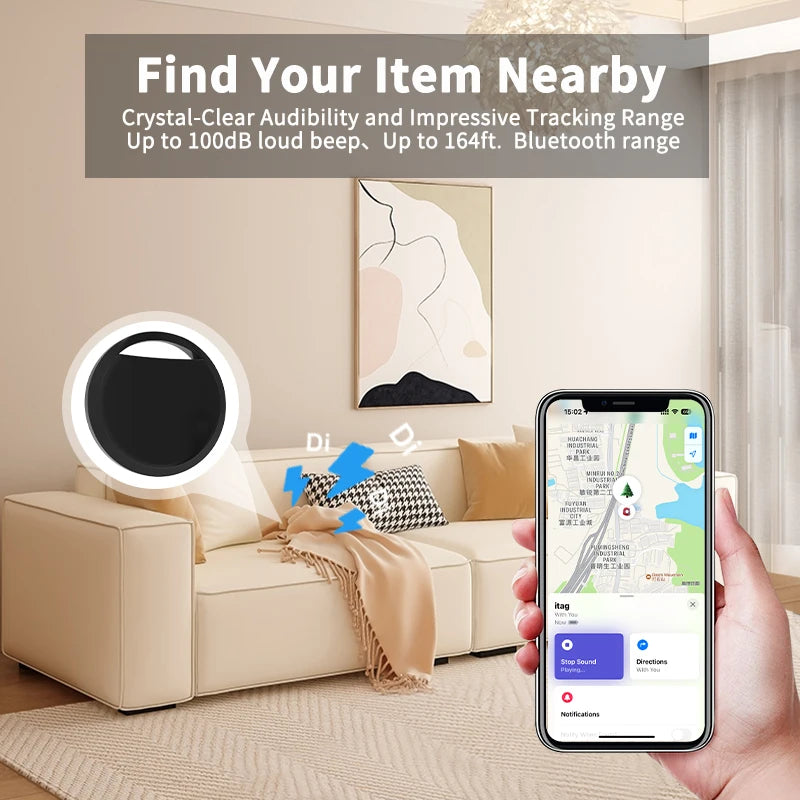 1/4 Pack Smart Tag for Apple Find My – Bluetooth Item Tracker with Left behind Alert & Loud Beep for Keys Wallet Luggage Finder