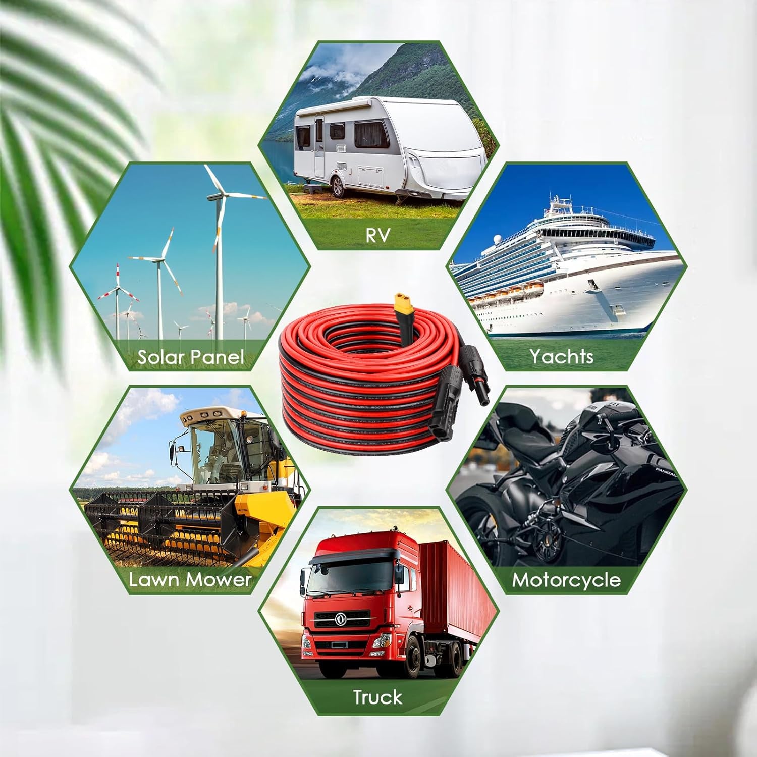 MOOKEERF Solar to XT60 Extension Cable 10AWG 25FT Solar Connector to XT60 Adapter Cable for Solar Panel to Portable Power Station Solar Generator Battery Pack