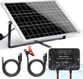 ECO-WORTHY 25 Watts 12V off Grid Solar Battery Charger Kit: Waterproof Solar Panel + Adjustable Mount Bracket + SAE Connection Cable +10A Charge Controller for Car RV Marine Boat 12V Battery