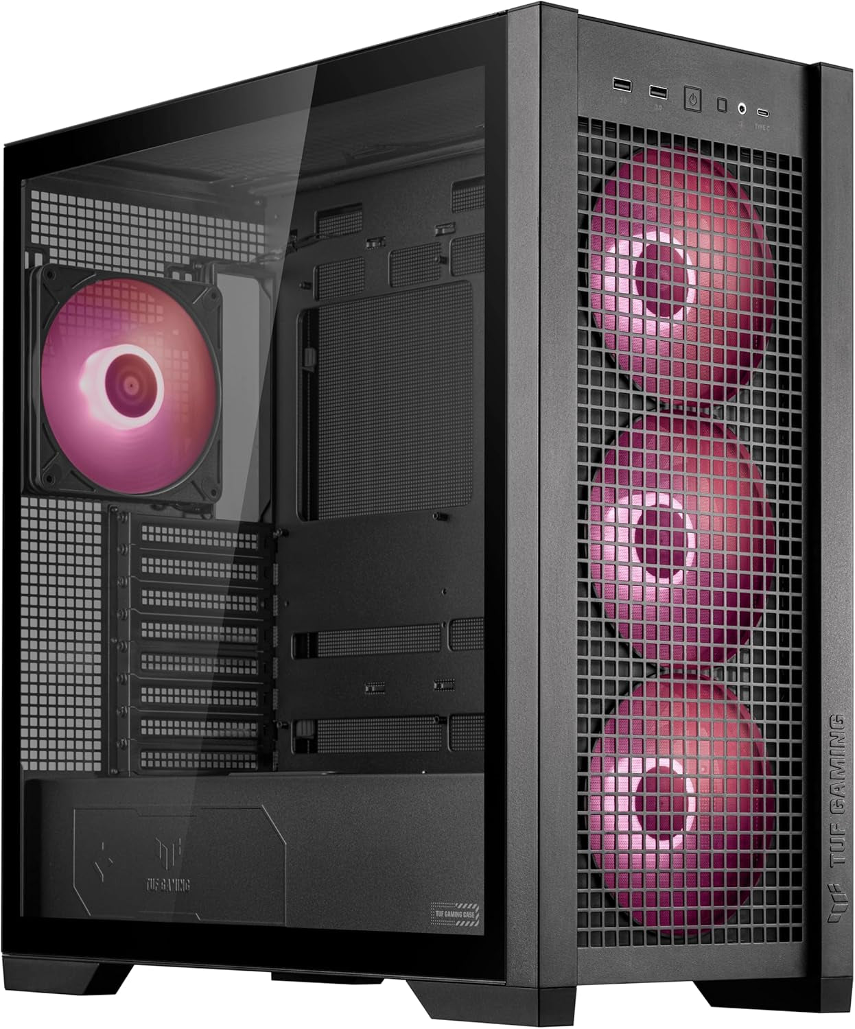 ASUS TUF Gaming GT501 Mid-Tower Gaming Case, EATX Support, Pre-Installed 4 Case Fans, USB 3.0 Front Panel, Smoked Tempered Glass, Steel Construction, 2 Year Warranty
