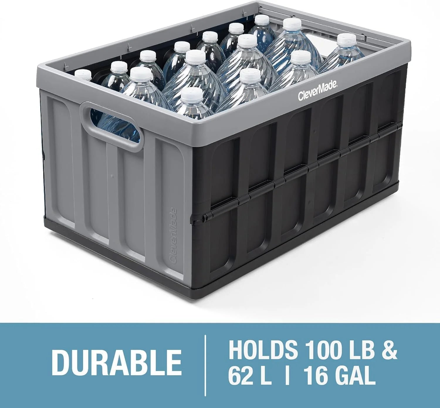 3 Pack Stackable Collapsible Storage Bin with Lid, 16 Gal Obsidian